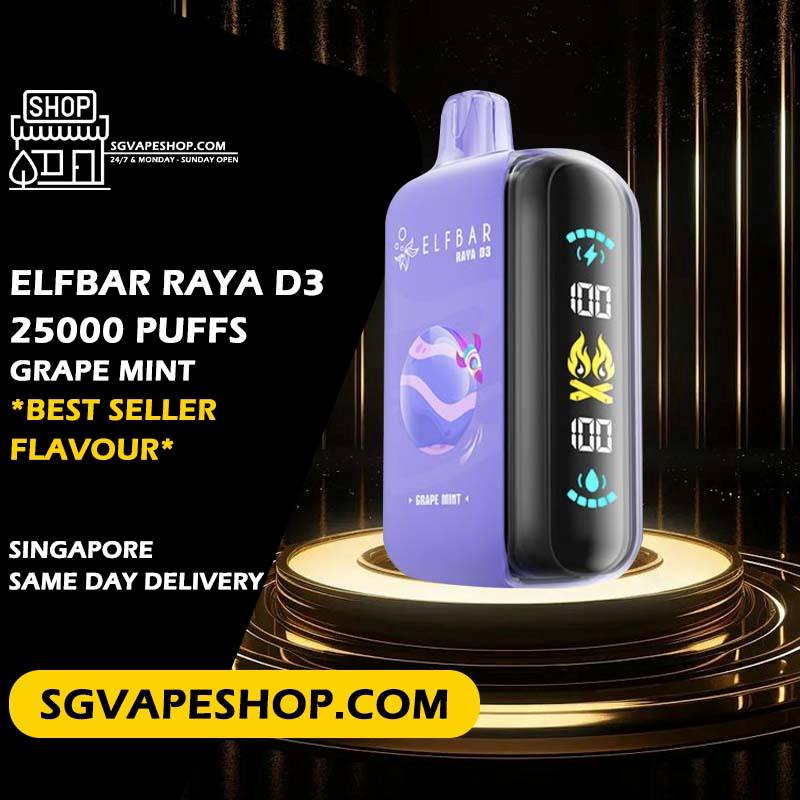Elfbar Raya D3 25000 Disposable Flavour - Grape Mint