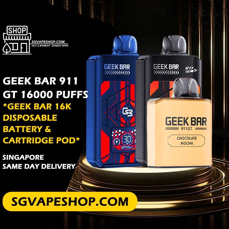 Geek Bar 911 GT 16000 Disposable Battery Device & Prefilled Cartridge Pod in Singapore SG VAPE SHOP