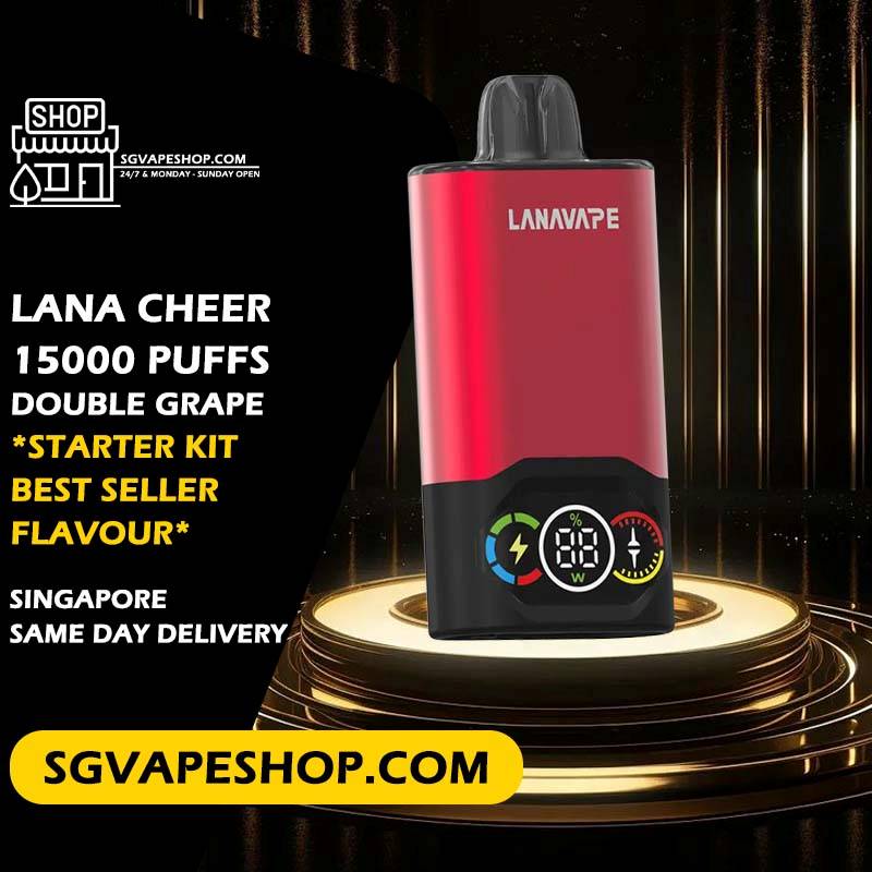 Lana Cheer 15000 Disposable Starter Kit & Cartridge Pod Flavour - Double Grape