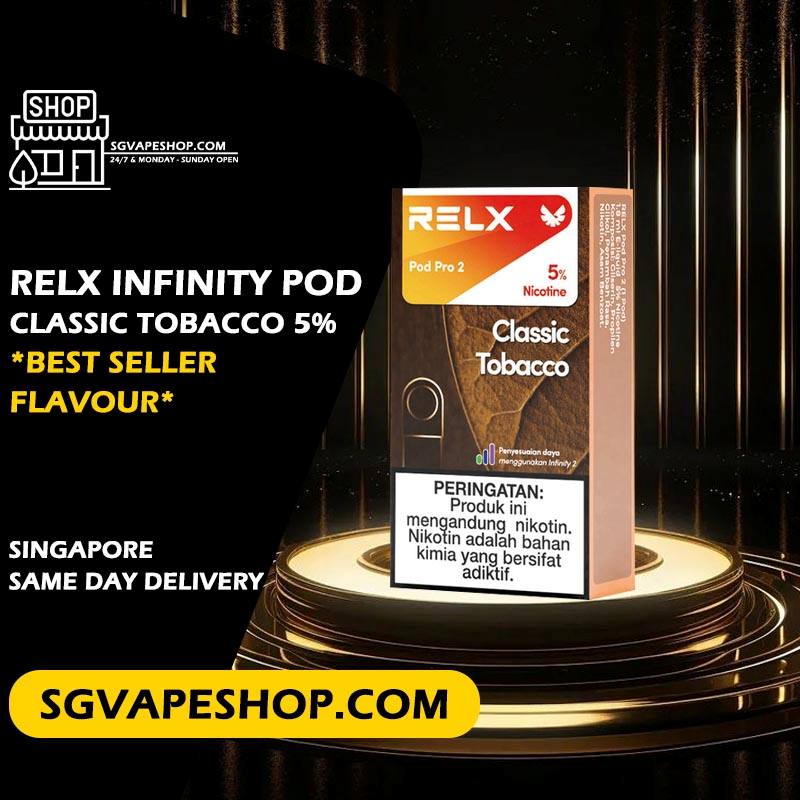 Relx Infinity Pod Flavour in Singapore - Classic Tobacco