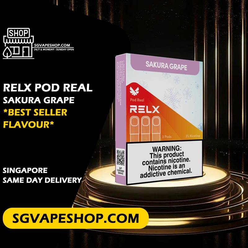 Relx pod Real Flavour Ready Stock in Singapore - Sakura Grape