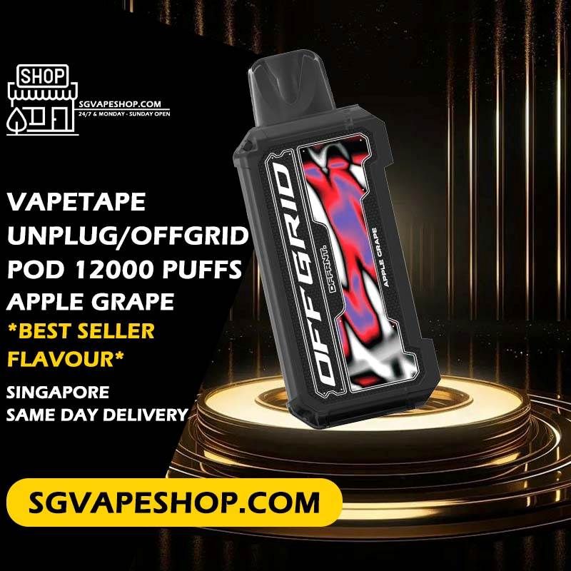 Vapetape Unplug Offgrid 12000 Disposable Vape Flavours – Apple Grape