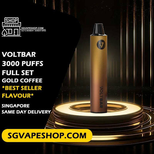 Voltbar 3000 Disposable Starter kit full set Flavour in SG VAPE SHOP Singapore - Gold Coffee