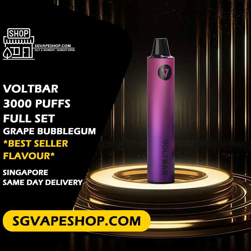 Voltbar 3000 Disposable Starter kit full set Flavour in SG VAPE SHOP Singapore - Grape Bubblegum