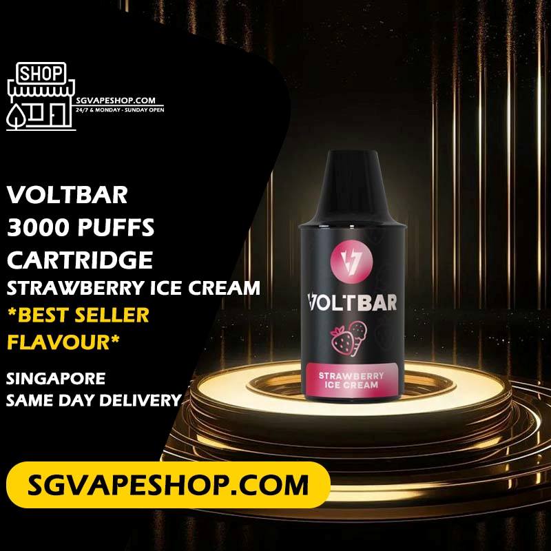 Voltbar 3000 Disposable Starter kit full set Flavour in SG VAPE SHOP Singapore - Strawberry Ice Cream